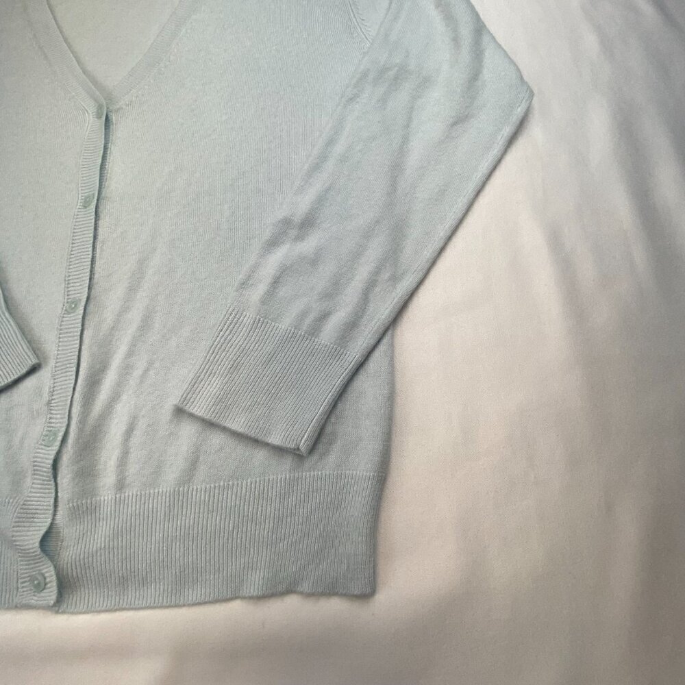 Italian Wool Cardigan Sweater Button Down Medium V-Neck Icy Light Blue - Picture 4 of 12